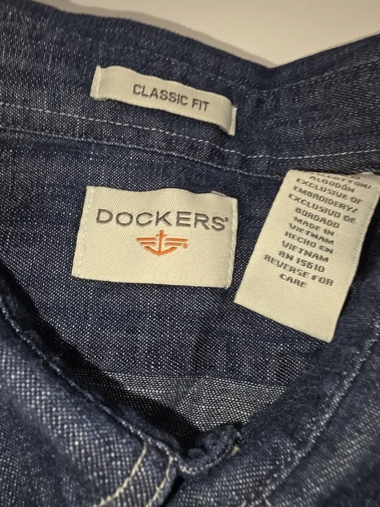 Dockers Classic Fit Dark Denim Shirt - Blue - Picture 3 of 6